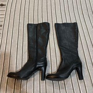 Black Leather Knee-High Boots